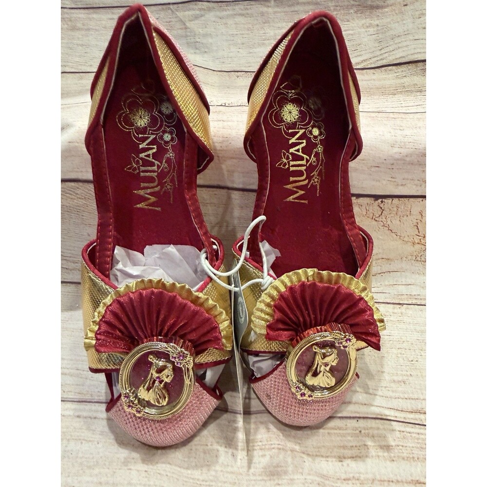 NWT Disney Store Princess Mulan Girl Costume Dress Shoes Size 2/3